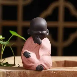 迷你紫砂茶宠摆件可爱小沙弥家居装饰创意茶台茶盘禅意茶玩包邮