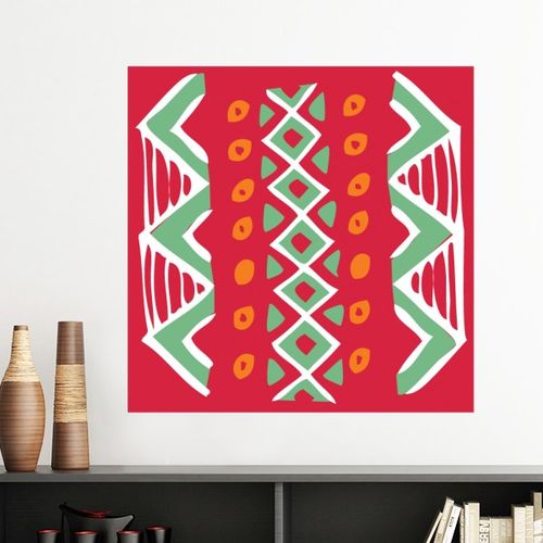红绿墨西哥图腾玛雅手绘涂鸦墙贴壁纸房间贴花