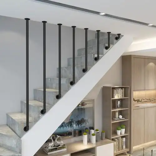 简约现代侧装楼梯扶手室内北欧防护栏杆家用复式旋转阁楼围栏