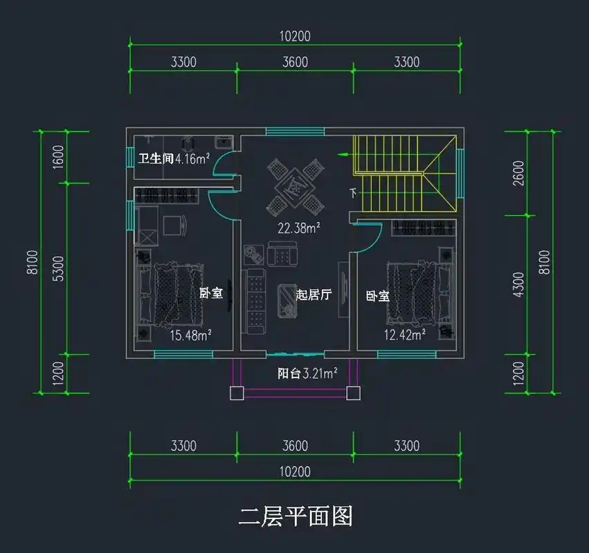 74㎡ 90造价:17-22万 7815布局设计: 1