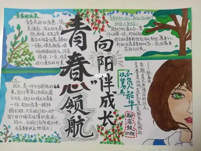 青春心领航向阳伴成长手抄报
