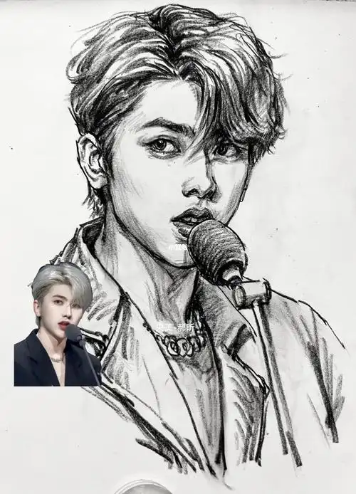 画一下蔡徐坤银发造型