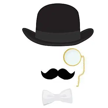 绅士,头像,概念,复古,旧式,势利,男人,黑色,圆顶礼帽,金色,白色,领结