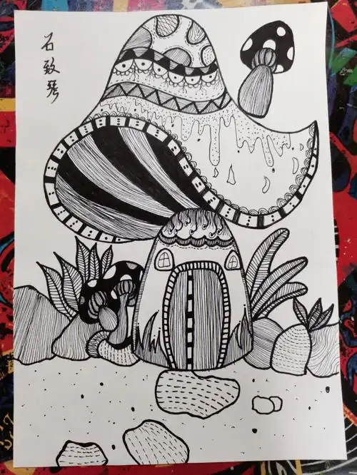 苹果课堂线描写生蘑菇屋