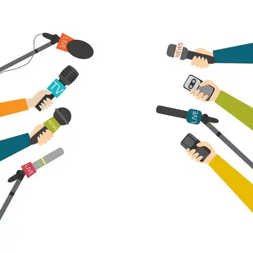 卡通记者采访发布会话筒元素gif动态图新闻元素[gif]