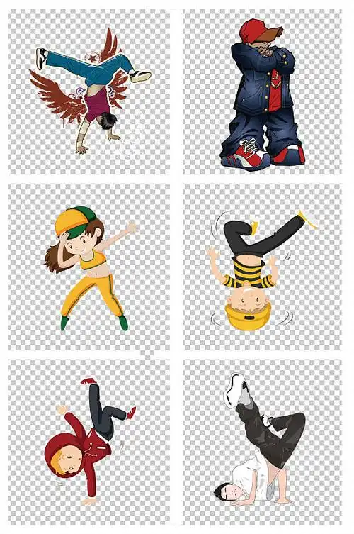卡通手绘街舞跳舞