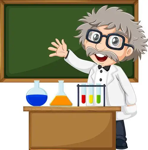 科学家正面空黑板插画白色背景