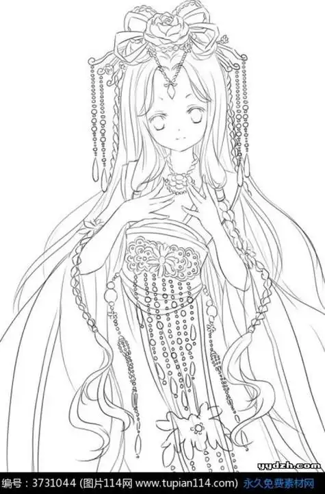 (作者: 爱画画的橙子 )今日简笔画教程名为求画古典美女的线条画古装