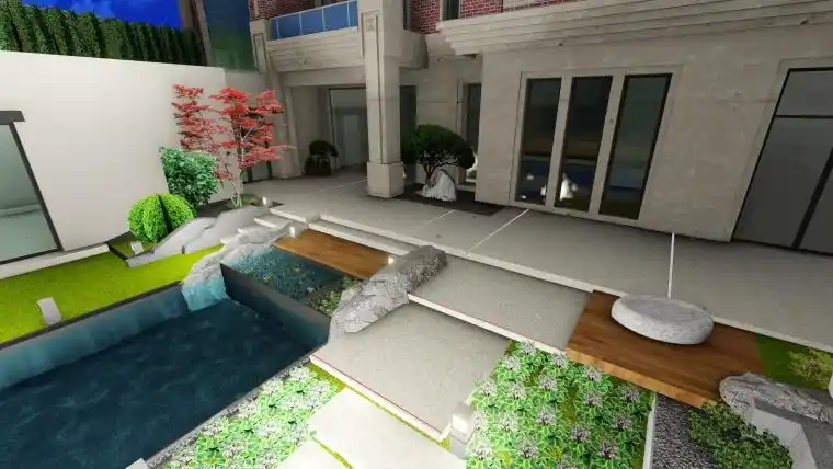 600平方米别墅庭院景观设计效果图