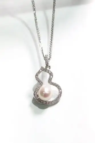 s925纯银银宝葫芦珍珠项链时尚吊坠首饰简约胸饰