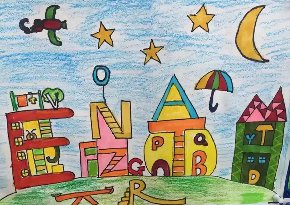 26个英文字母创意画#画画 #小学生手抄报 - 抖音