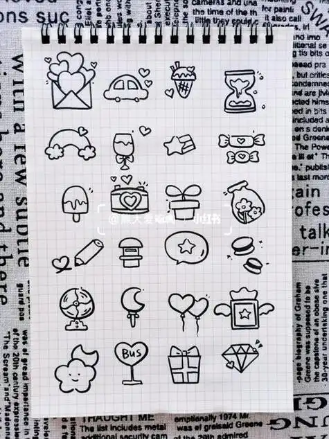 94超可爱少女心手帐简笔画素材附线稿简笔画素材手帐少女心