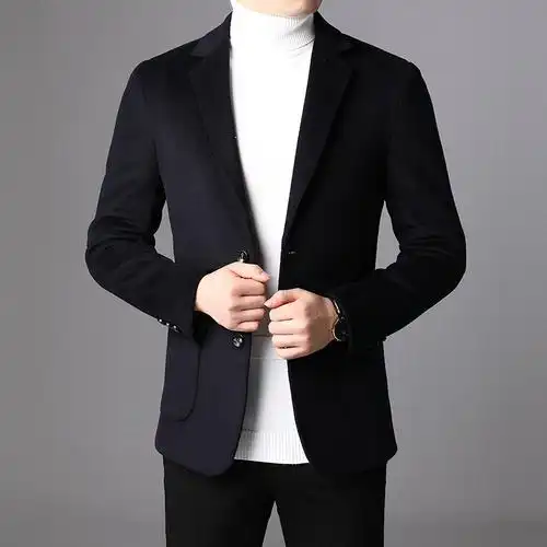 外套中年新款男士毛呢西装2024春秋新款修身款小西服潮流休闲代发