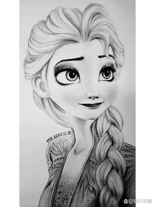 【艾莎,冰雪奇缘,迪士尼公主,女王】素描