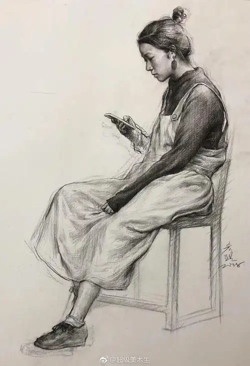 素描全身像黑白关系的处理