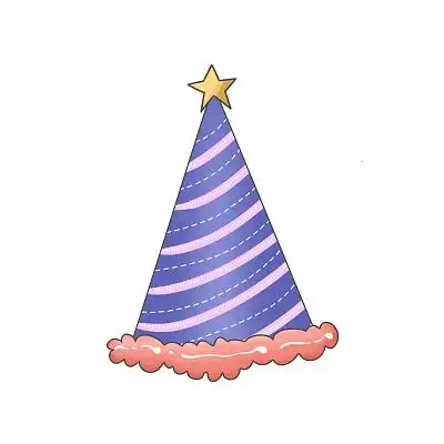 简约清新时尚条纹大气手绘生日帽