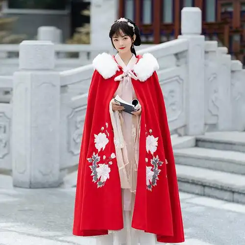 9231#中国风斗篷长款汉服女古风披风汉服斗篷冬款加绒加厚斗篷式