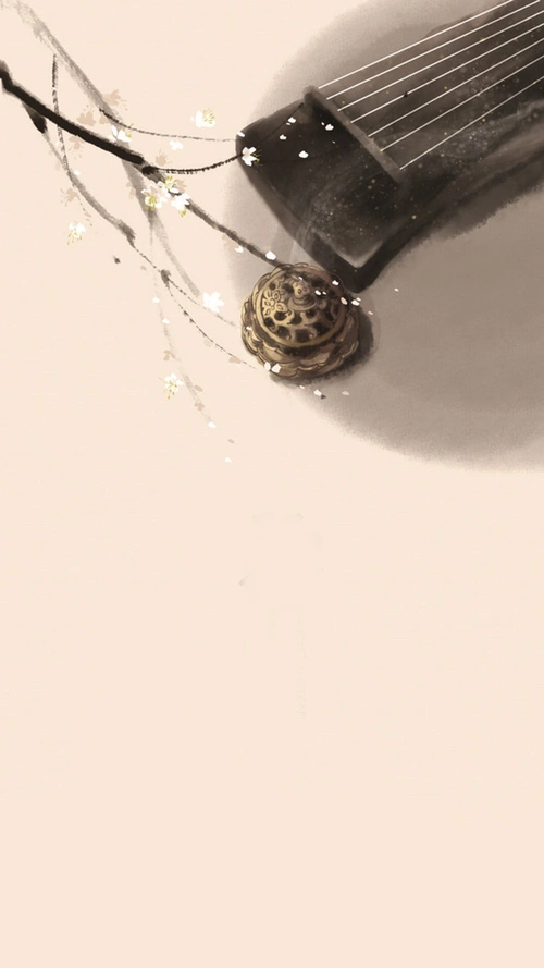 古风梅花竖琴h5背景