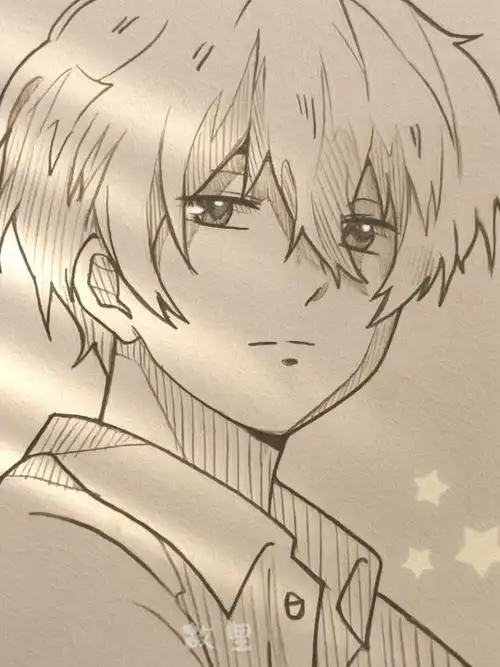 手绘动漫帅哥铅笔画图片_小红书