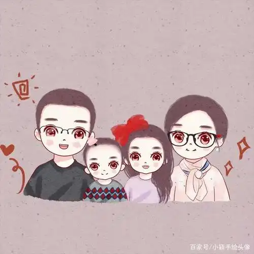 一家四口头像设计,手绘头像合集,喜欢吗?