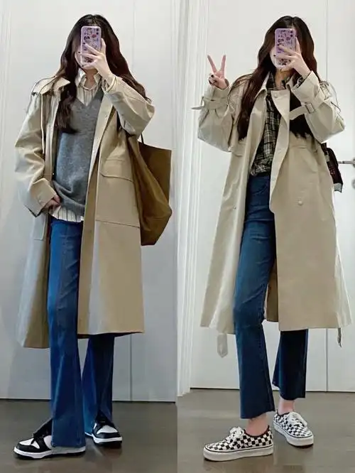 158ootd初秋穿搭韩系休闲小个子风衣