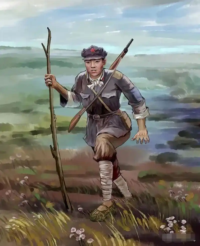 1935年,一13岁的红军小战士在过草地时因为尿急离开了队伍.