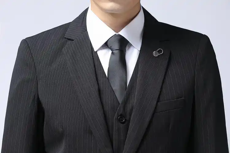 【comeacross】2020新款男商务修身条纹西服套装职业正装宴会礼服三