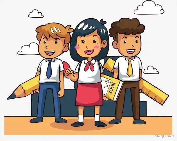 开学日卡通小学生