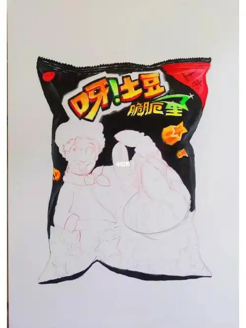 彩铅零食袋写生