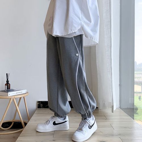 春夏胖mm胯宽的裤子胖妹妹显粗特大码300斤休闲运动裤宽松束脚卫 灰色