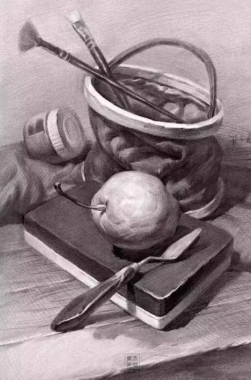精品高分静物素描,附带绘制过程,边学边画你也可以画的这样