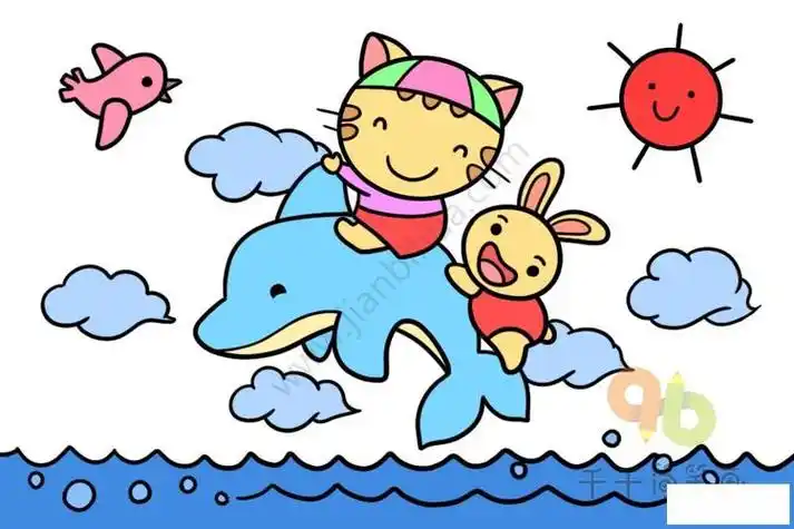 动物简笔画彩色配场景