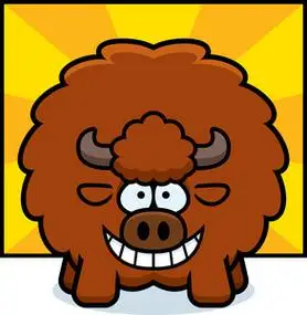 t恤, 彩色书, 有趣和友好的性格的孩子可爱的水牛卡通粘贴背景