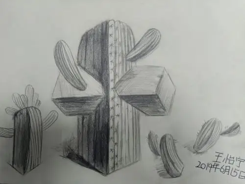 6.15周六上午丹尼斯校区创意素描班《创意素描长方体穿插体》