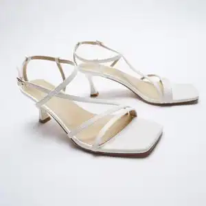 《清仓特价》za dtm 夏季新款 白色细带高跟鞋一字扣凉鞋单鞋