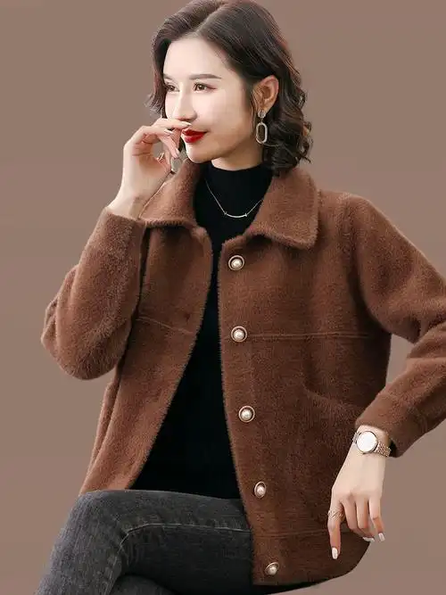 水貂绒女女士短外套秋冬冬装2020今年新款中年短外套