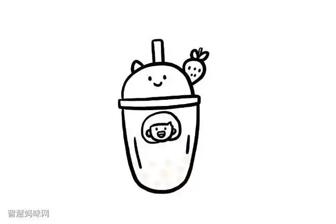草莓味奶茶简笔画
