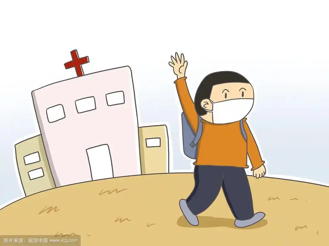 插画:痊愈康复带口罩出院