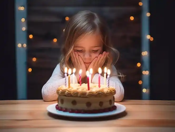 着眼睛许愿生日庆祝祝福生日快乐生日蛋糕happy birthday小女孩吹蜡烛