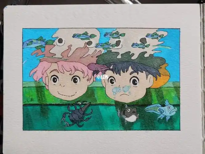 马克笔 nicker不透明水彩 彩铅#宫崎骏动画  #悬崖上的金鱼姬  #手绘