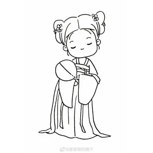 汉服简笔画 汉服简笔画手绘长裙