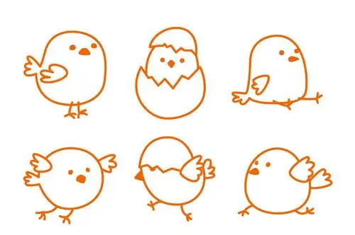 手绘线性小鸡