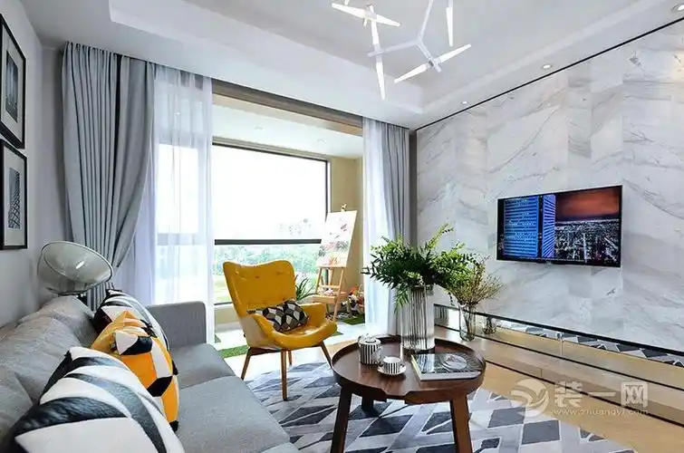 温馨不张扬 绍兴装修网96平现代简约风格装修效果图