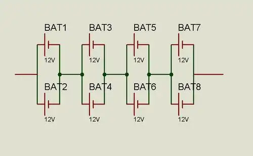 12v8只电池,要求48v,如何连接