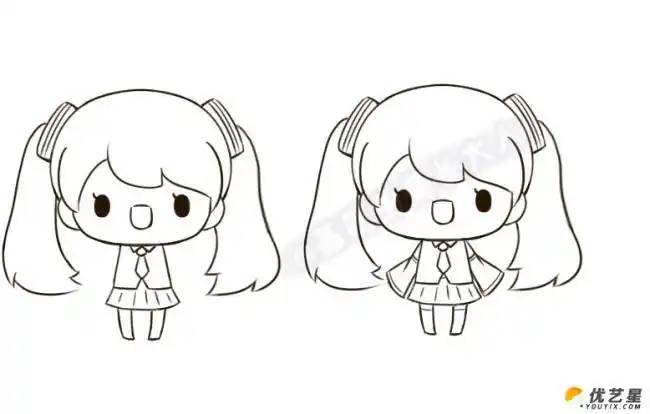 q版人物简笔画简笔画|简单可爱女孩卡通手绘人物头像教程简笔画教程