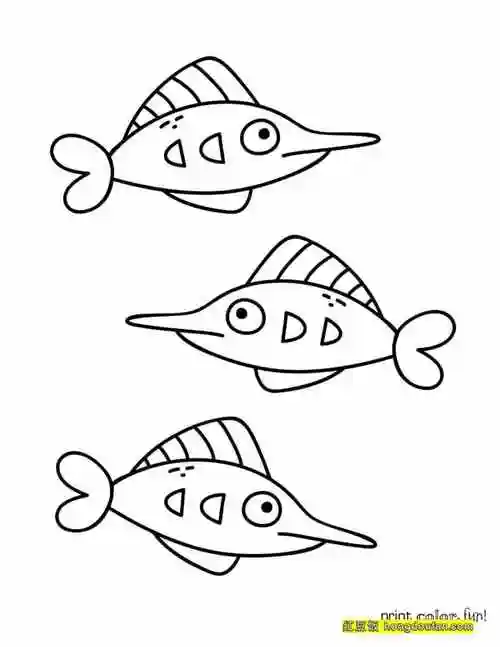 初级数学,卡通,可爱,填色,填色大全,小鱼,小鱼简笔画,尼莫,手绘,数字