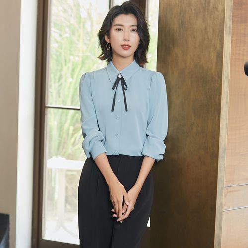 年文艺职业气质洋气时尚百搭通勤长袖衬衫衬衣女
