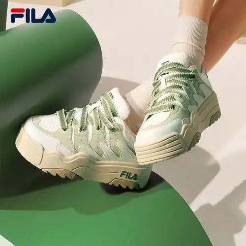 fila斐乐斑斓rosetta女鞋板鞋2023新款面包厚底板鞋