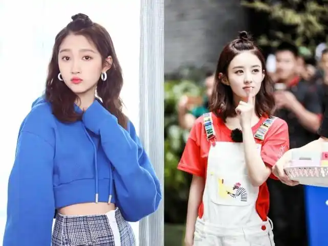 同样是啾啾头发型10岁之差赵丽颖比关晓彤还显得少女