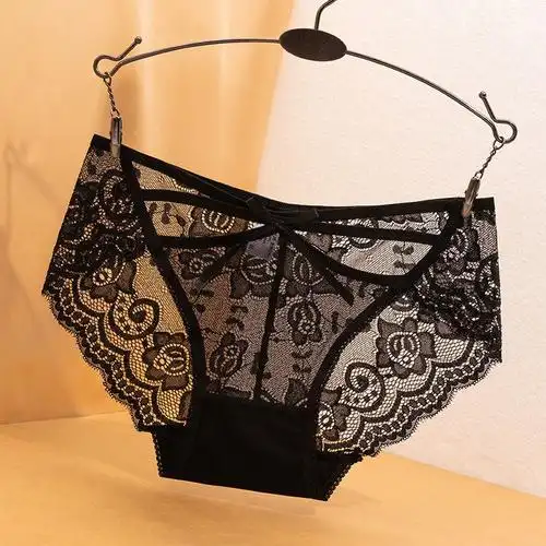 蕾丝纯棉三角裤三角透明超薄抗菌女士内裤少女内裤